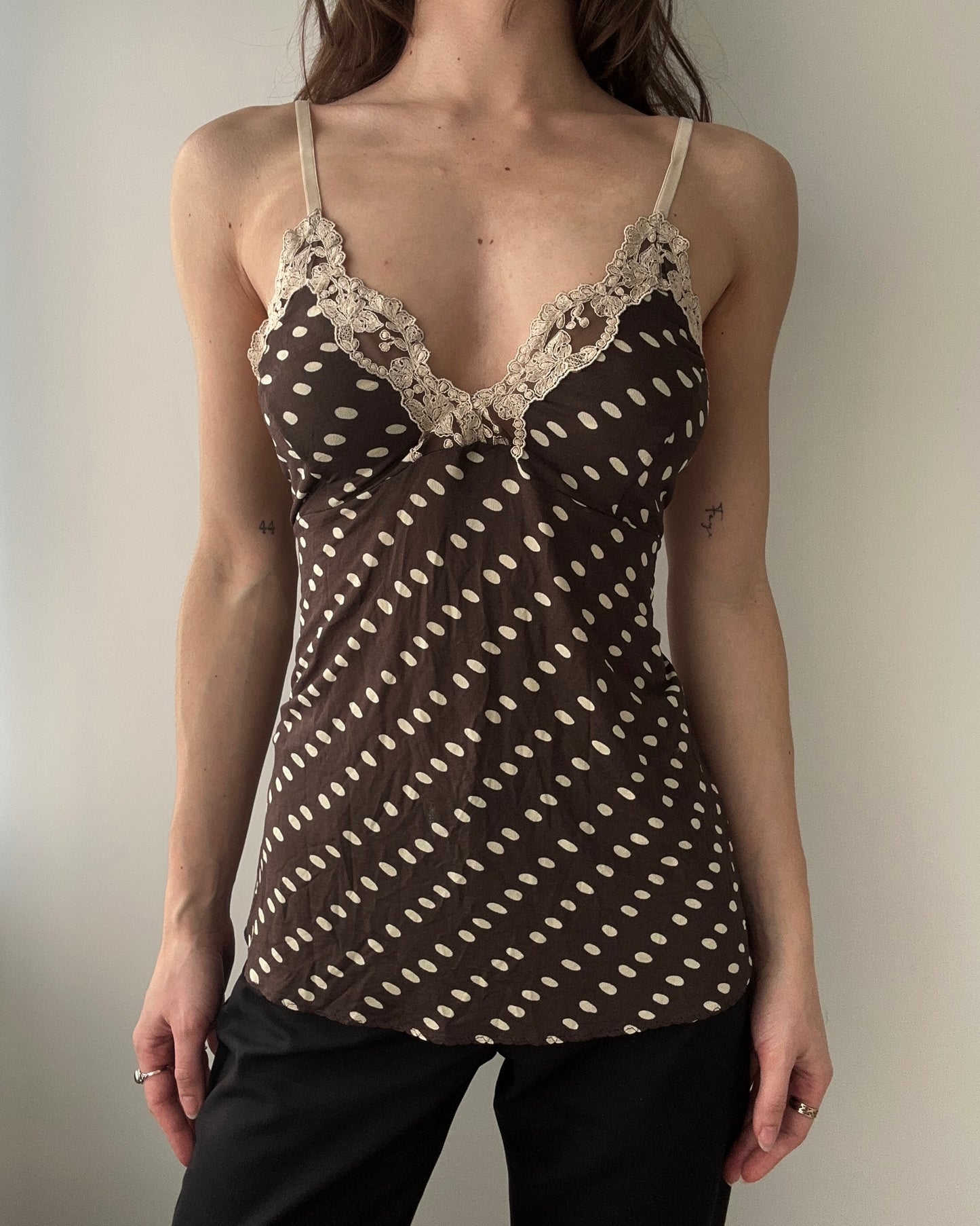 Max Mara Polkadot Top with Lace details (XL)