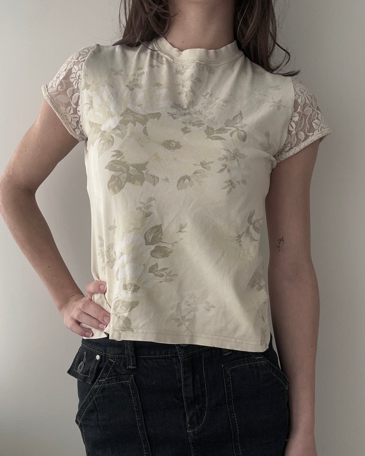 Kenzo Cream Floral Top with Lace details (XS-S)