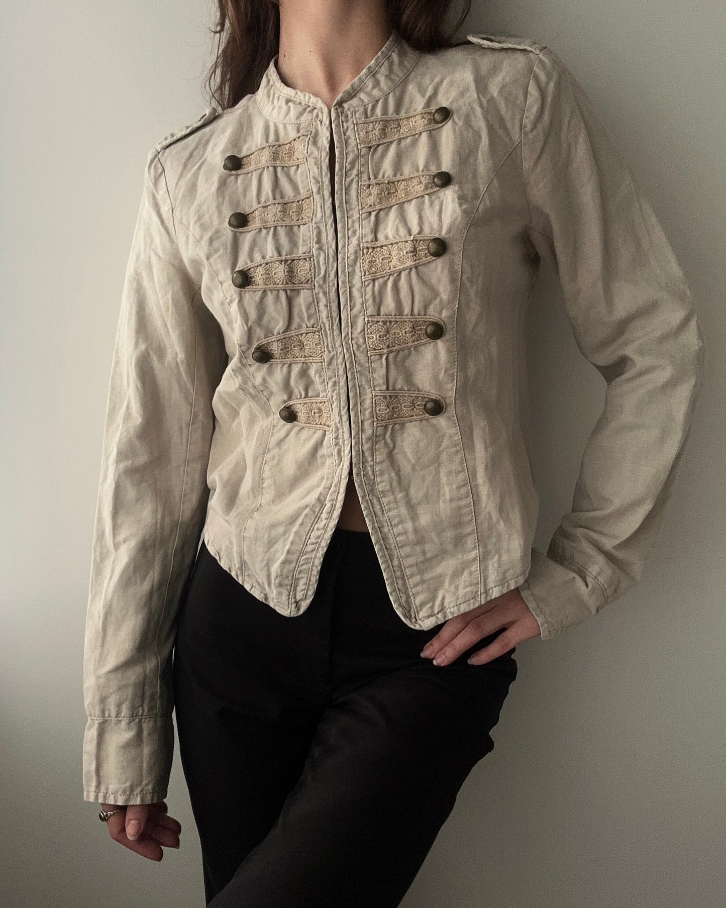 Linen Beige Military/Majorette Jacket (XS-S)