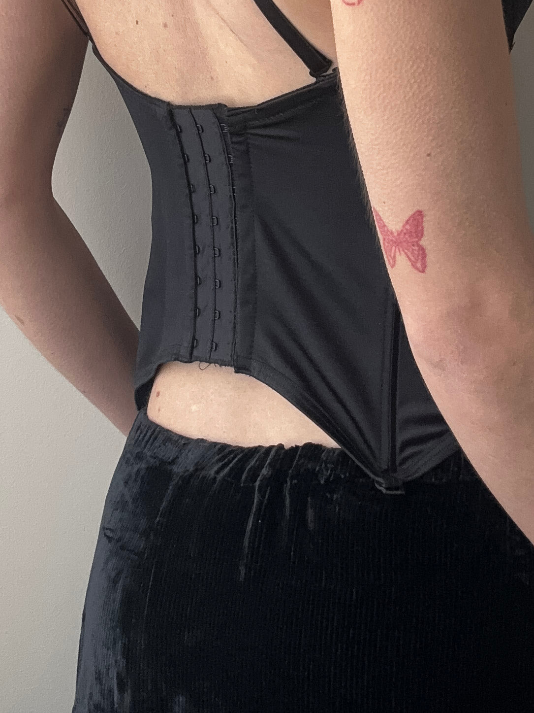 Black Silk-look Corset Top (XS)