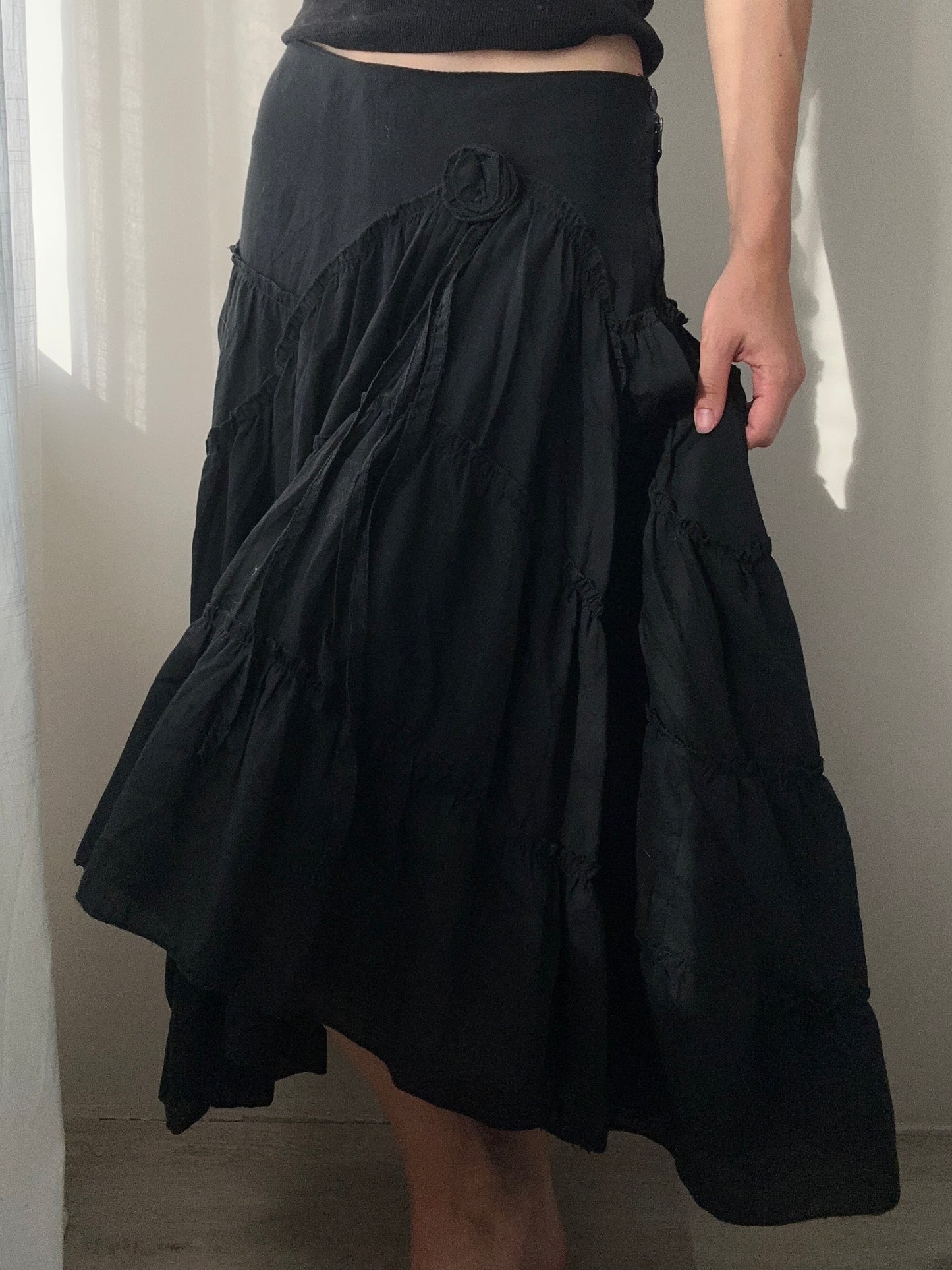 Black High-low Maxi Cake Skirt (XS)