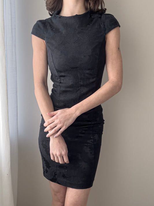 Dark Anthracite Oriental Jacquard Mini Dress (XXS)