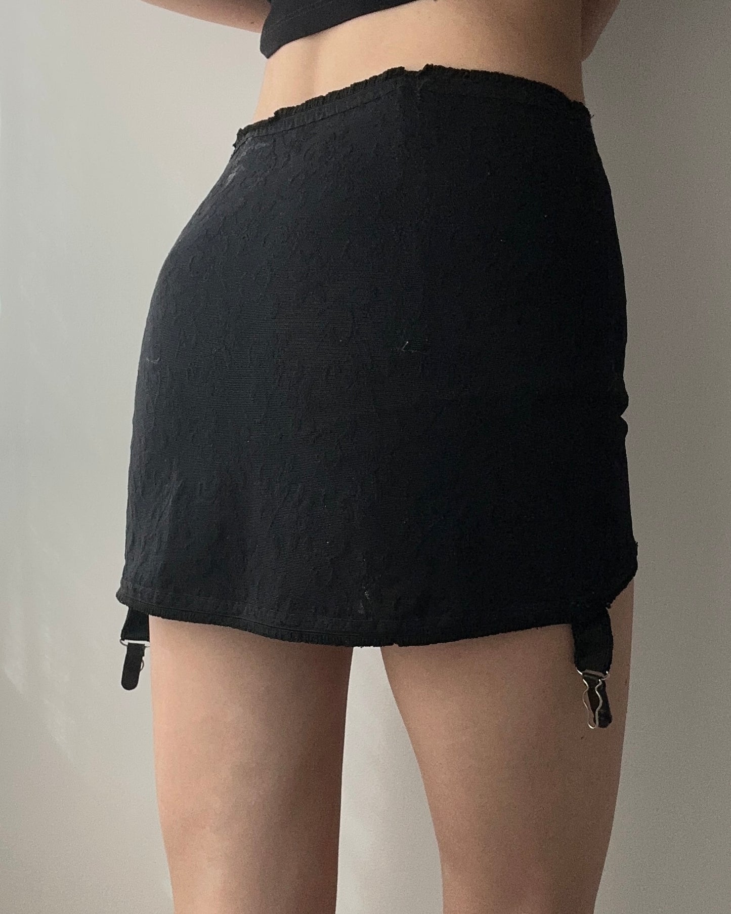 Black 60s Vintage Italian Garter Skirt (XS)