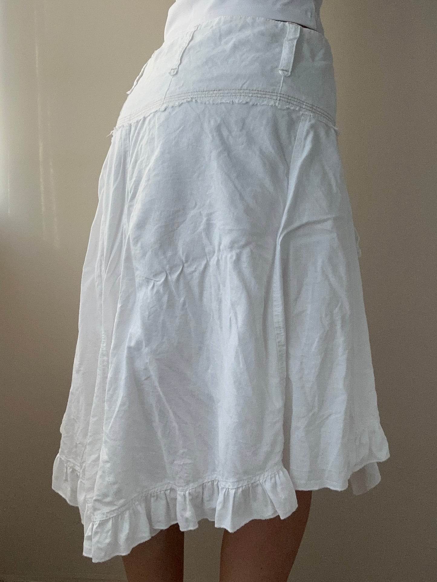 Linen and Cotton Handkerchief Skirt with Double Layers (S-M)