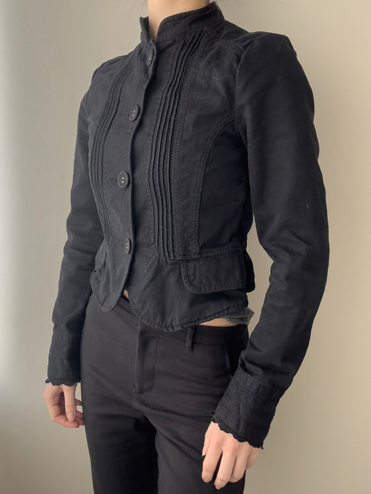 Black Military Jacket with Peplum Hem (XS)