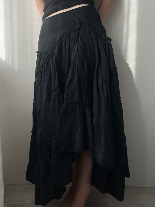 Black High-low Maxi Cake Skirt (XS)