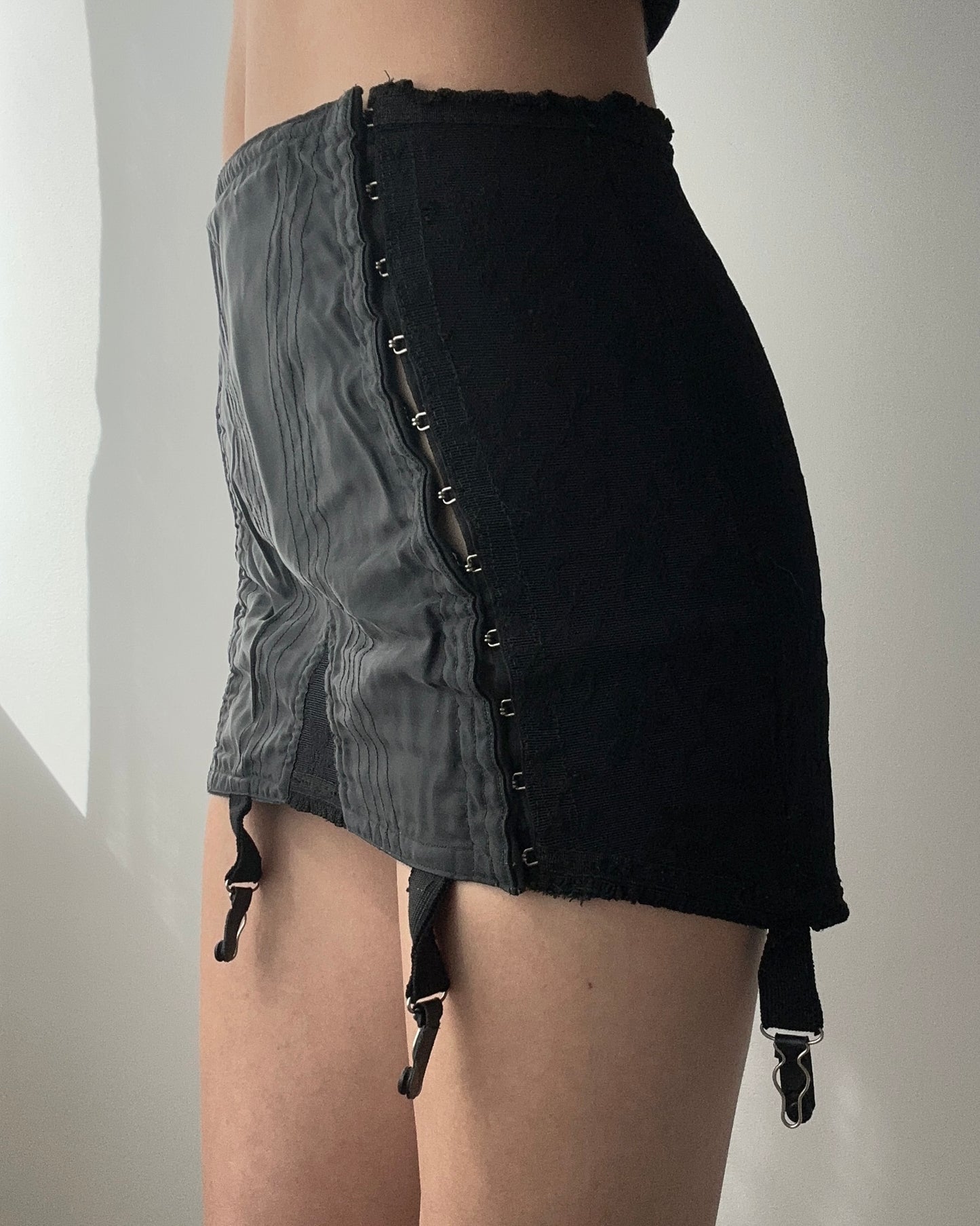 Black 60s Vintage Italian Garter Skirt (XS)