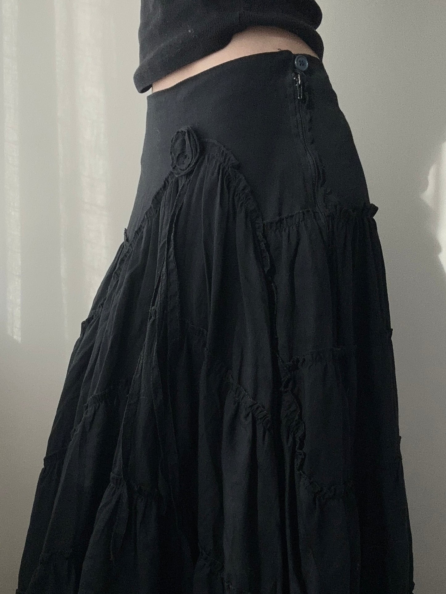 Black High-low Maxi Cake Skirt (XS)