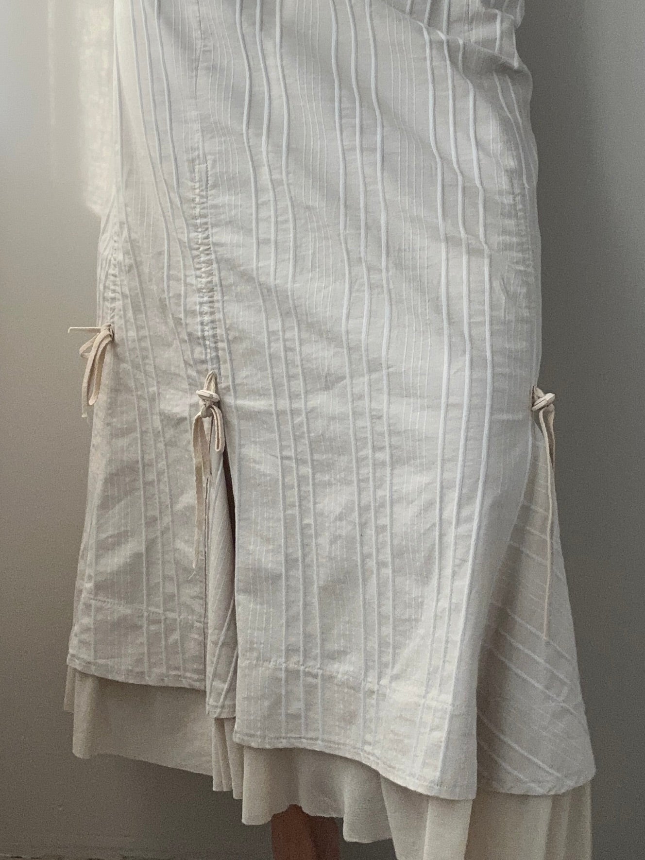Beige Mermaid Skirt with Stripe Design and Ruffle Hemline (XS)