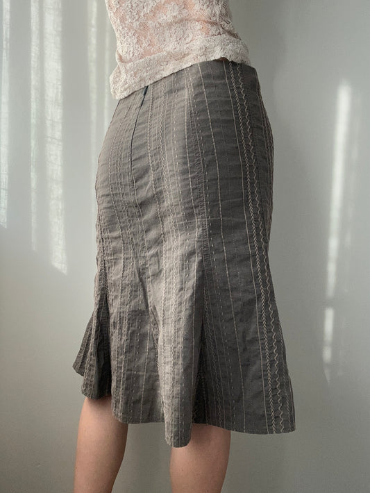 Dark Khaki Knee Length Trumpet Skirt (XS)