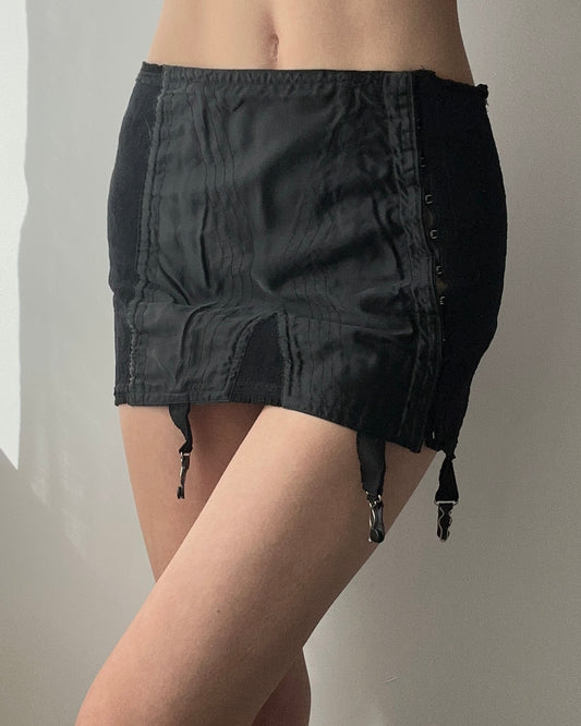 Black 60s Vintage Italian Garter Skirt (XS)