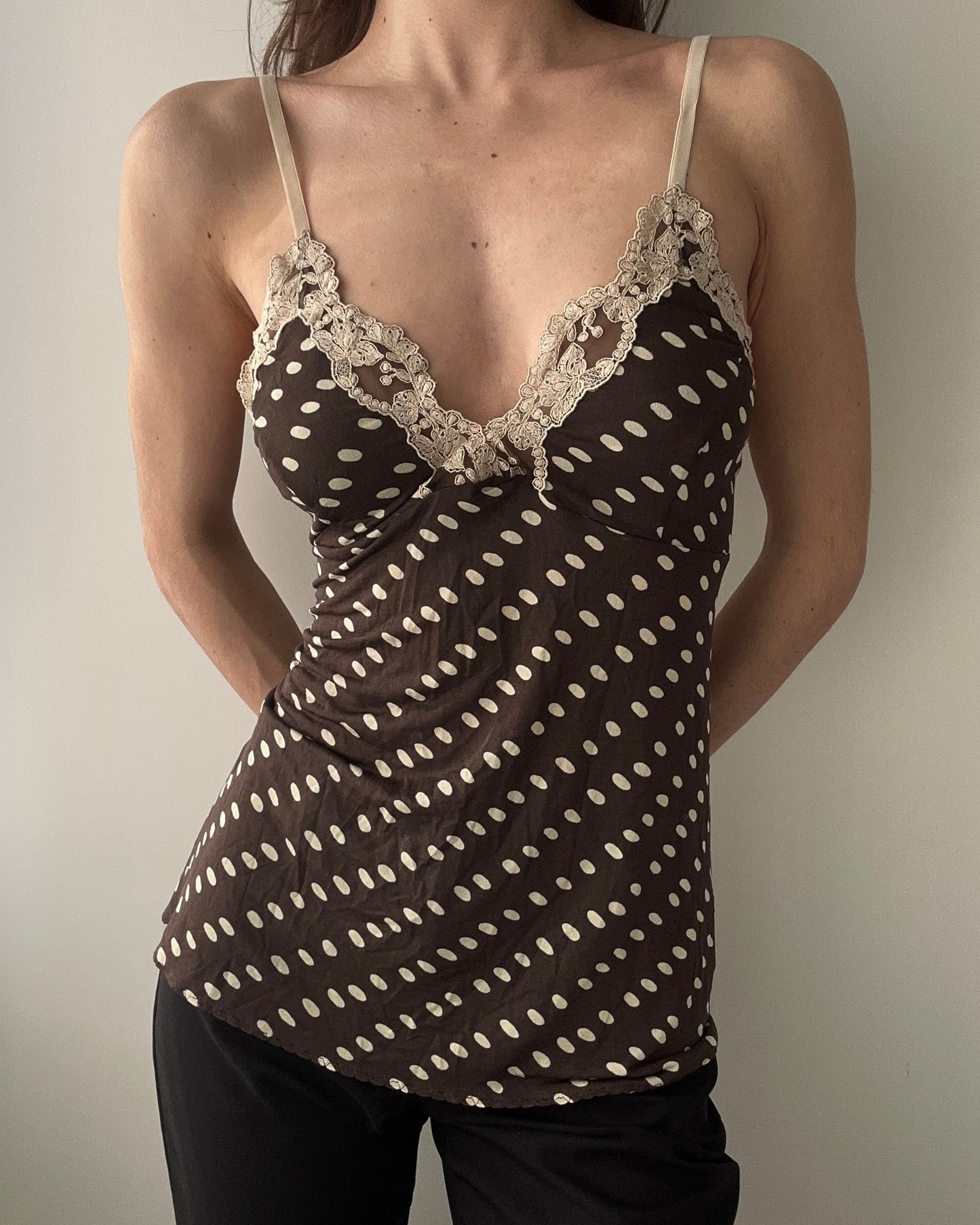 Max Mara Polkadot Top with Lace details (XL)