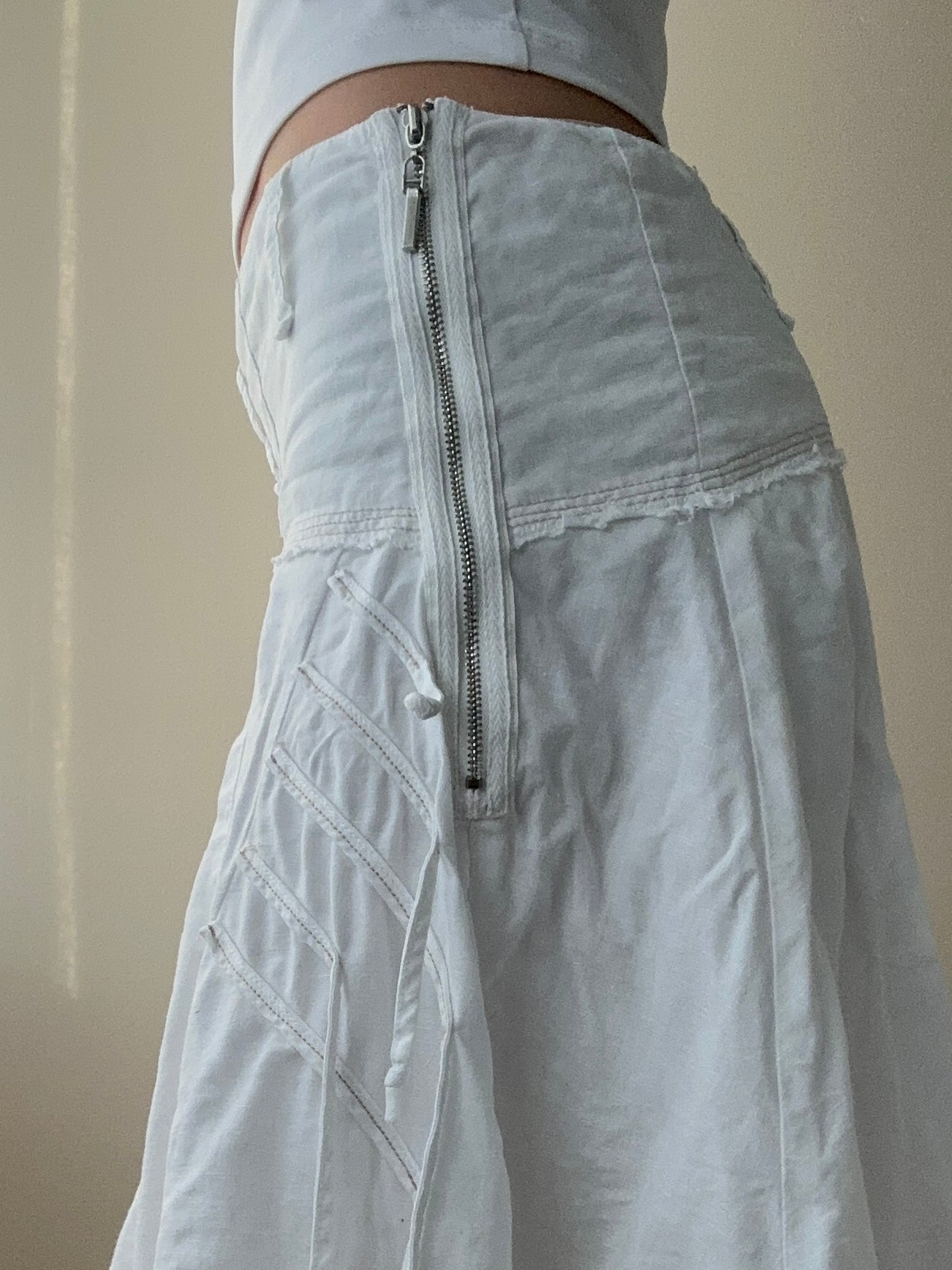 Linen and Cotton Handkerchief Skirt with Double Layers (S-M)