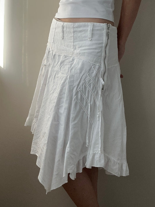 Linen and Cotton Handkerchief Skirt with Double Layers (S-M)