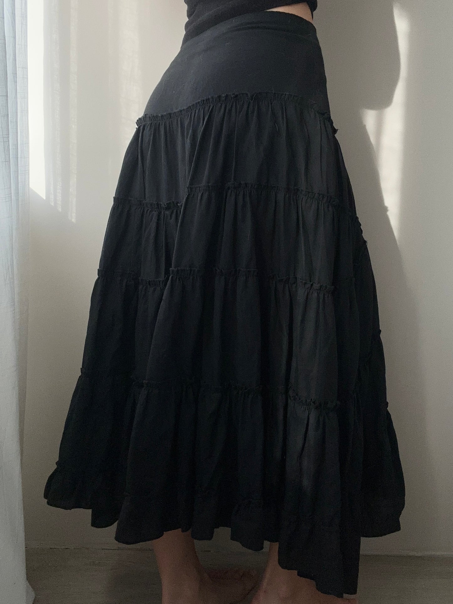 Black High-low Maxi Cake Skirt (XS)