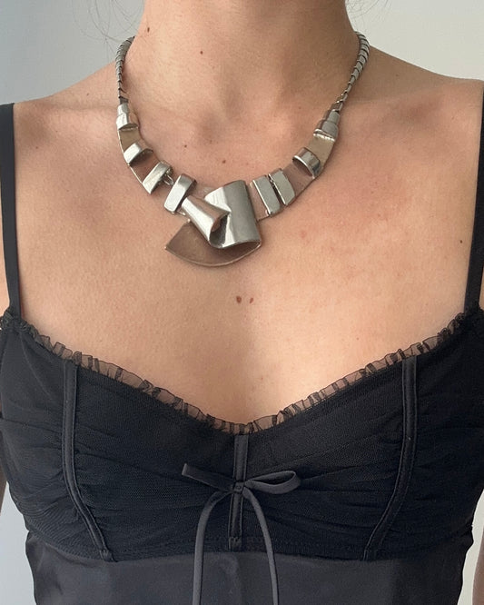 Silver Coloured Statement Necklace