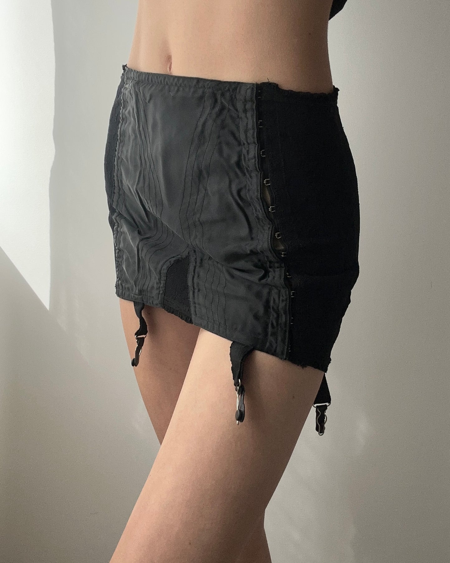 Black 60s Vintage Italian Garter Skirt (XS)