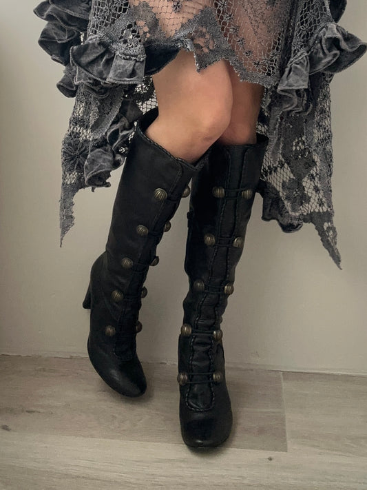 Fluxa High Heel Edwardian Style Boots (37)