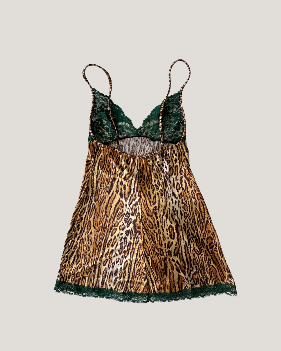 La Perla Silky Jaguar Slip Dress with Emerald Green Lace (XS-S)