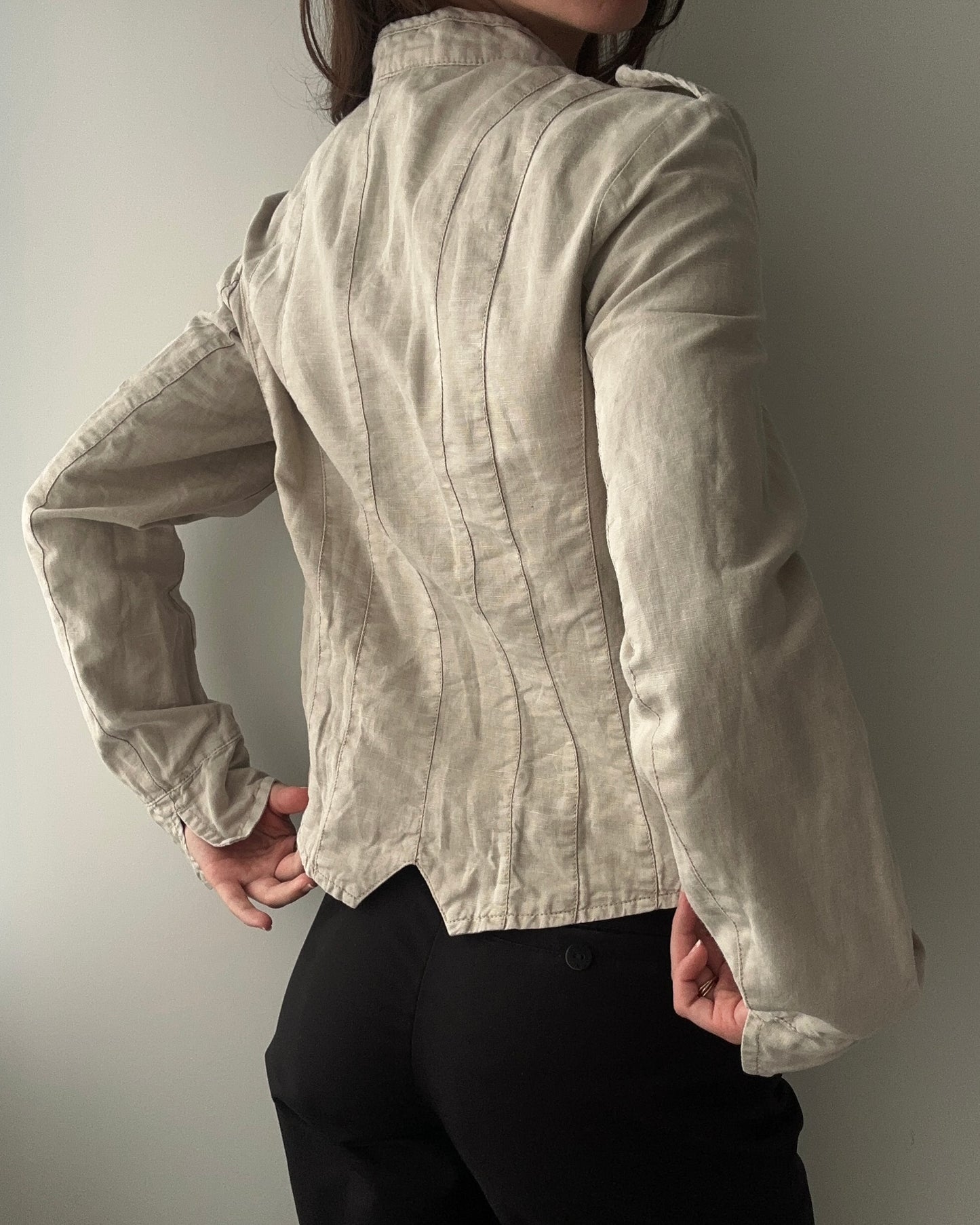 Linen Beige Military/Majorette Jacket (XS-S)