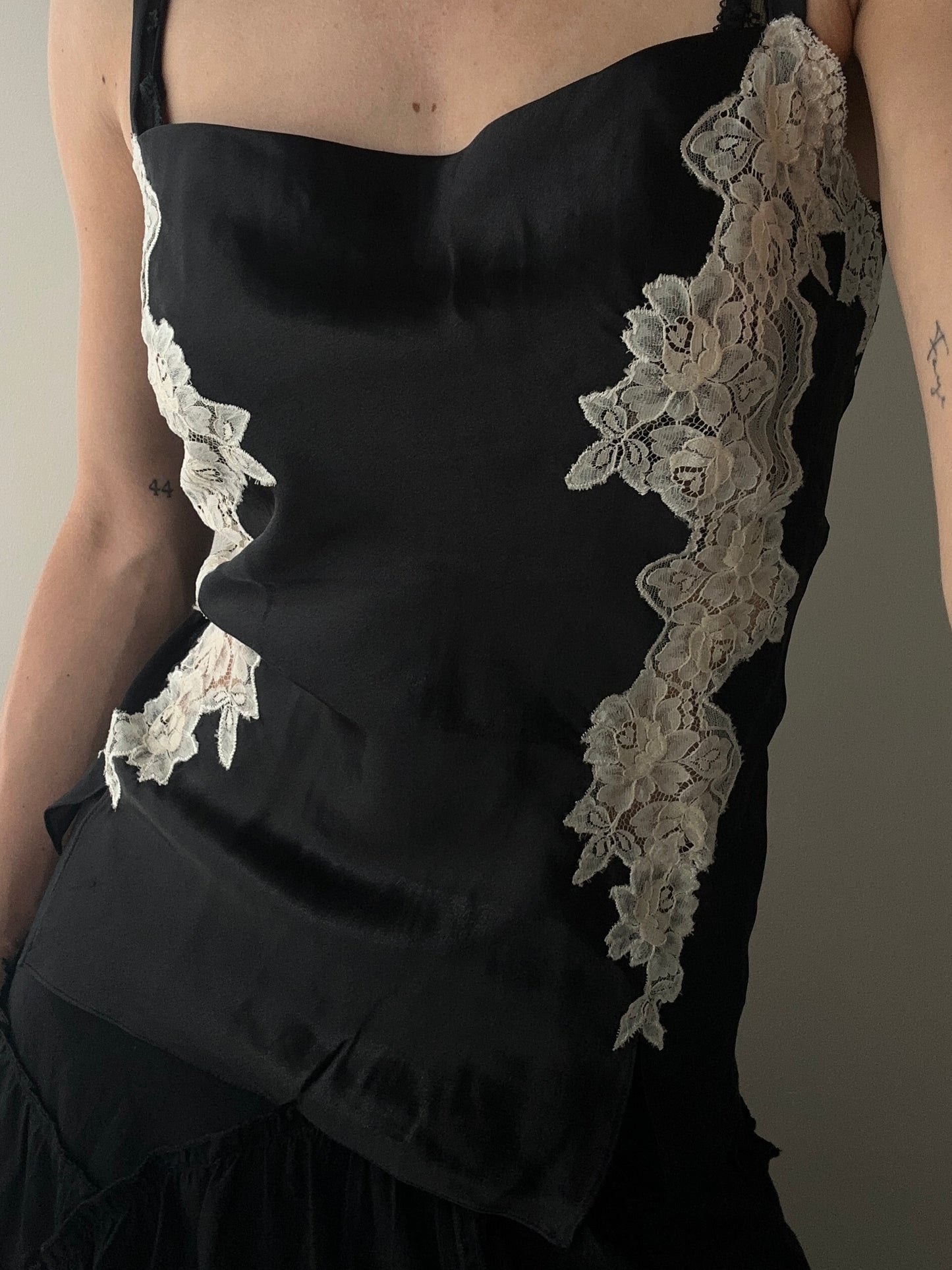 Black Cami (Sleepwear) Top with Lace details (S)