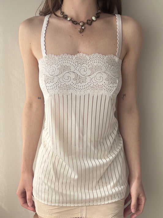 Vintage - Off-White Pearlescent Lace Camisole (XL)