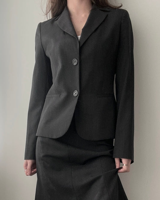 Mexx Anthracite 90s Blazer + Midi Skirt Set (XS)