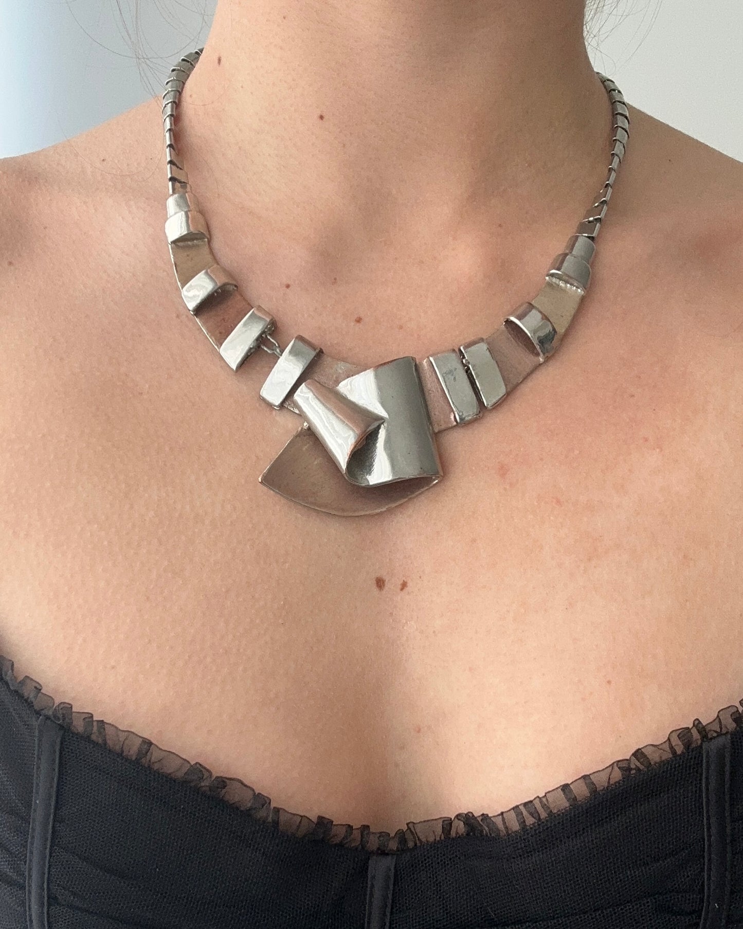 Silver Coloured Statement Necklace