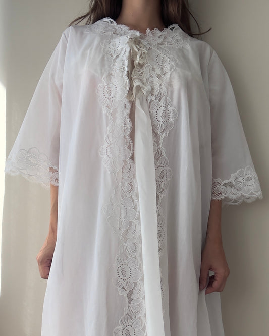 Vintage Sheer and Lace Nightgown + Dressing Gown (L-XL)