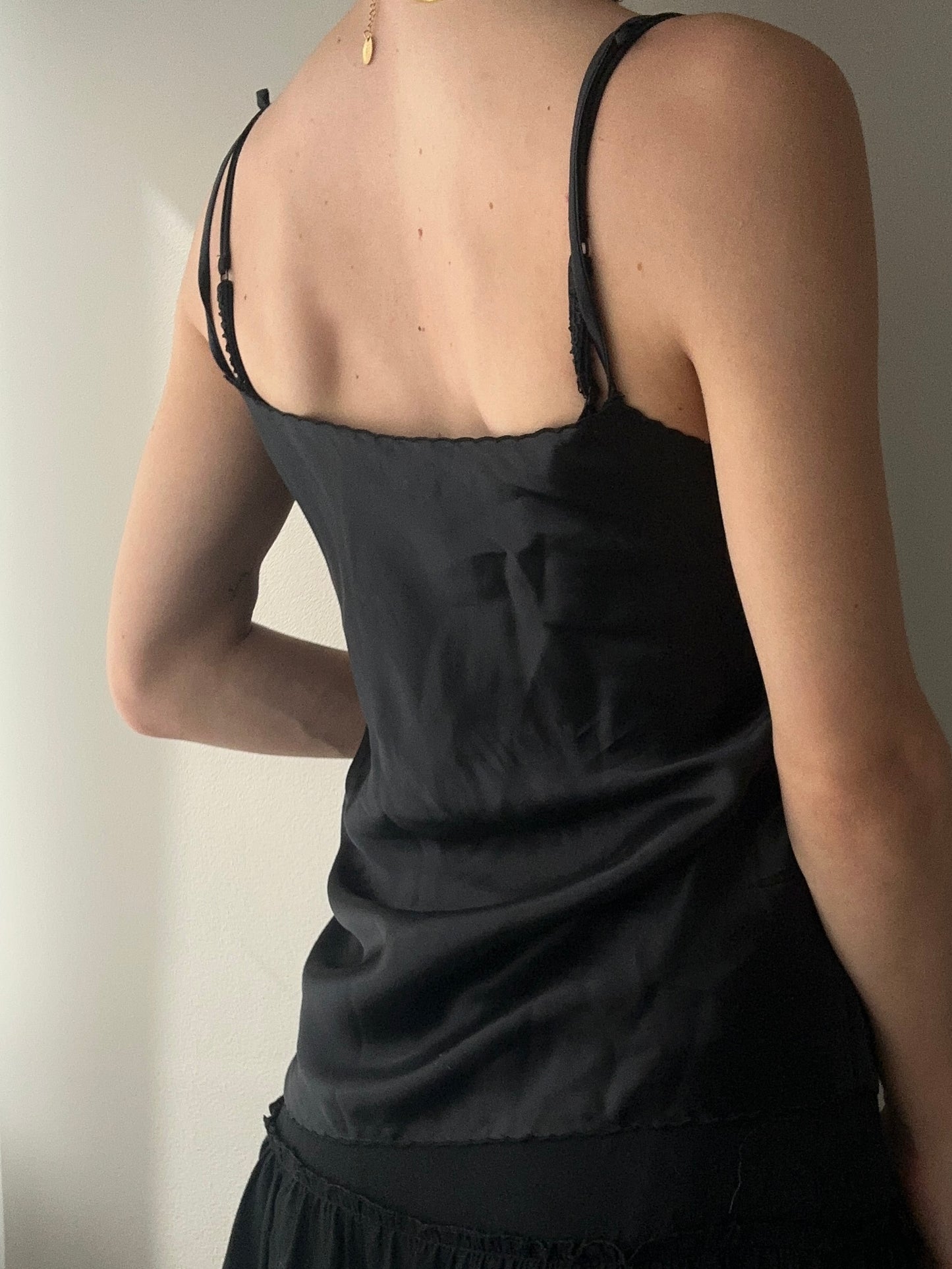 Black Cami (Sleepwear) Top with Lace details (S)