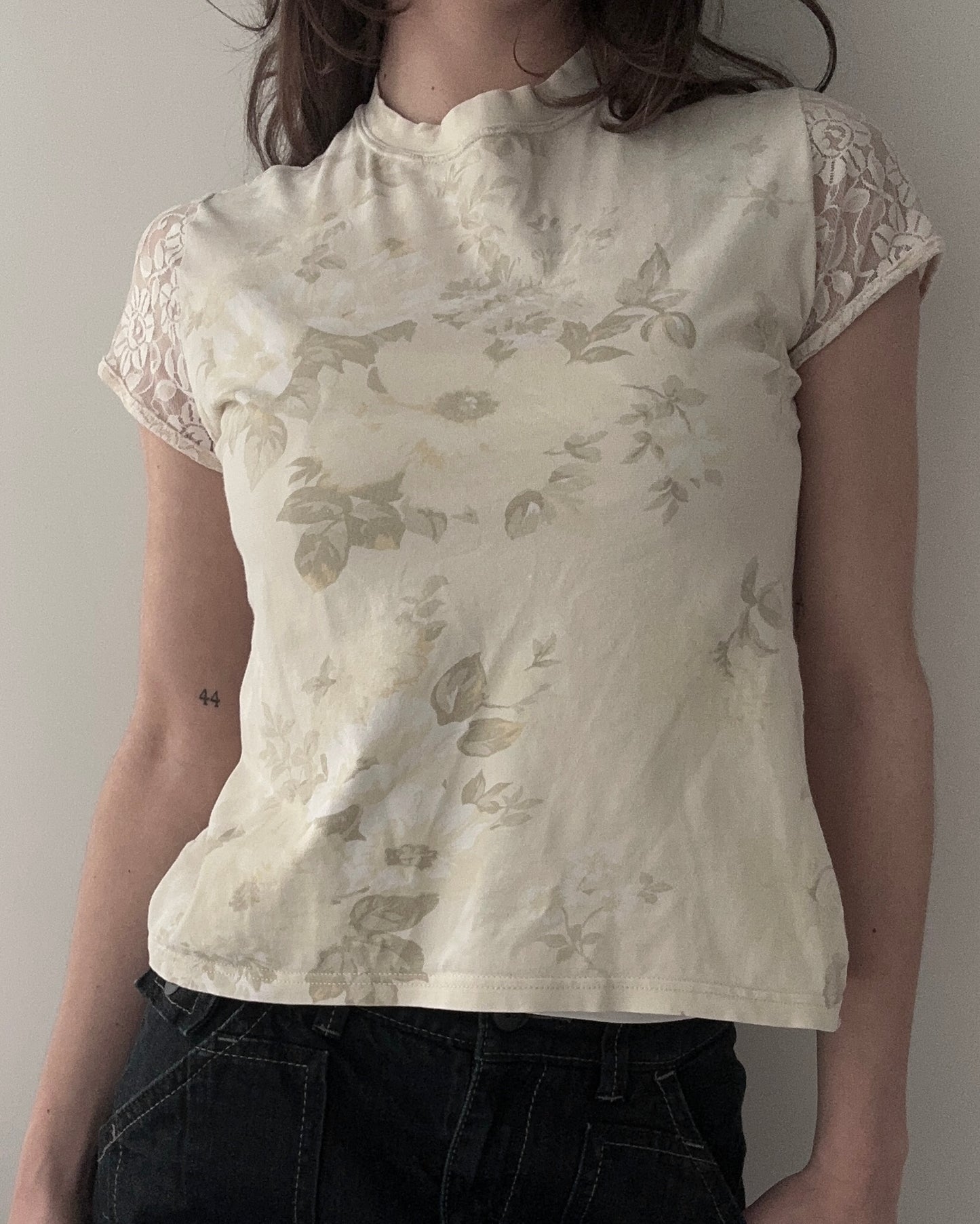 Kenzo Cream Floral Top with Lace details (XS-S)