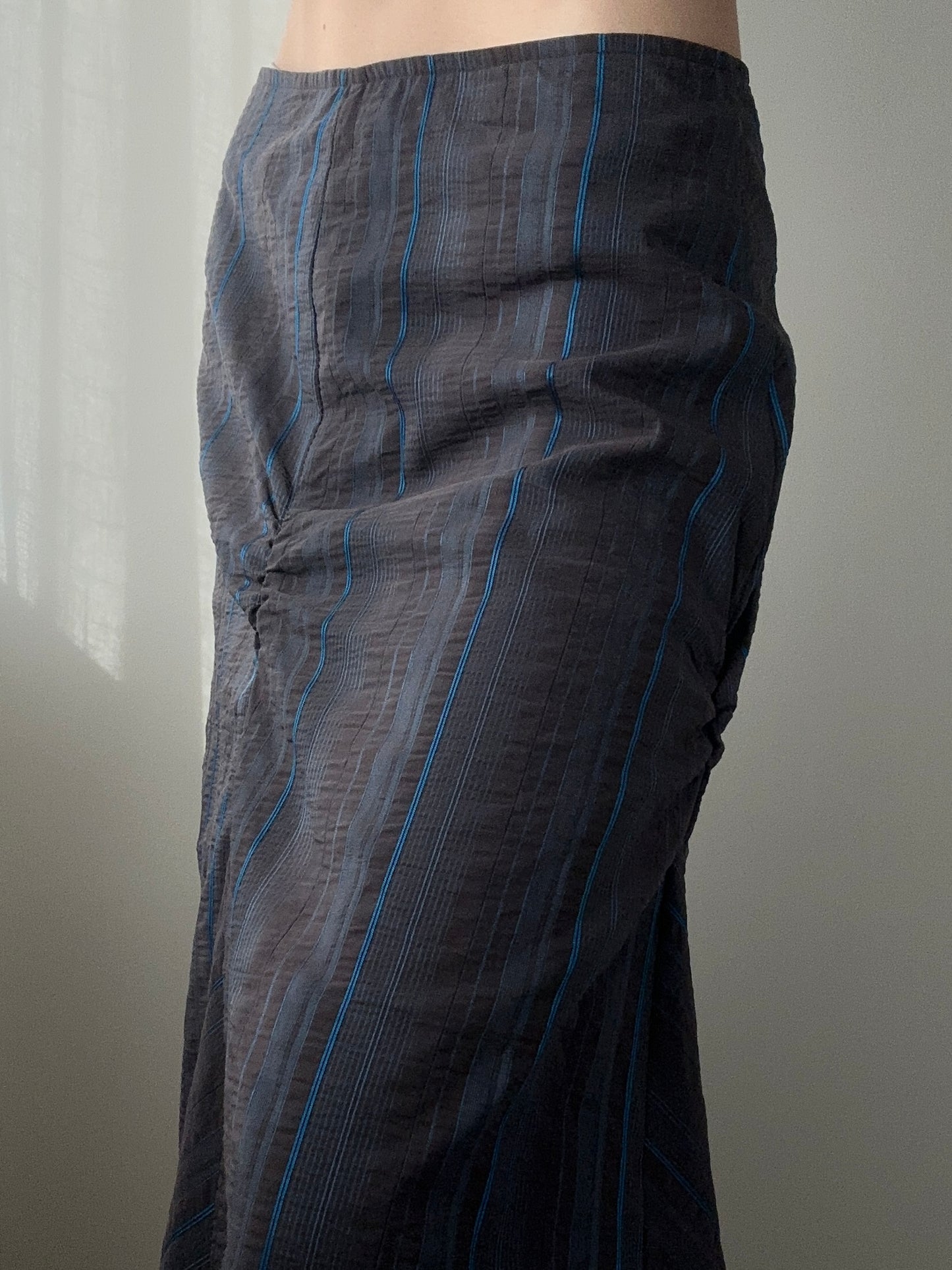 Anthracite Black and Blue Double Layer Maxi Skirt (XS-S)