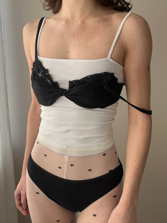 La Perla Double Strap Black Bra with Floral Embroidery (70B/32B)