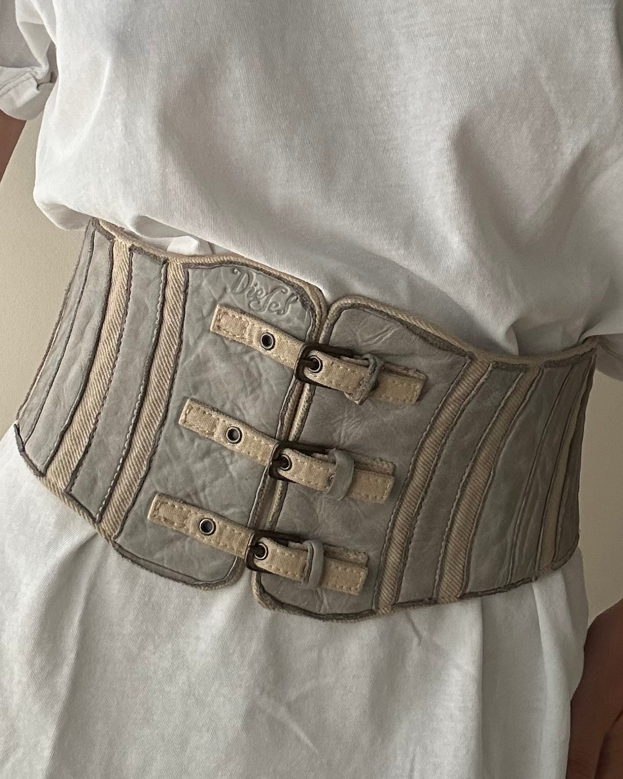 Diesel Leather Tripple Fastening Corset Belt (XS)