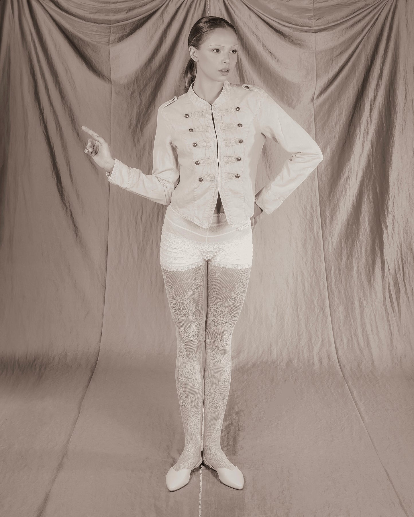 Linen Beige Military/Majorette Jacket (XS-S)