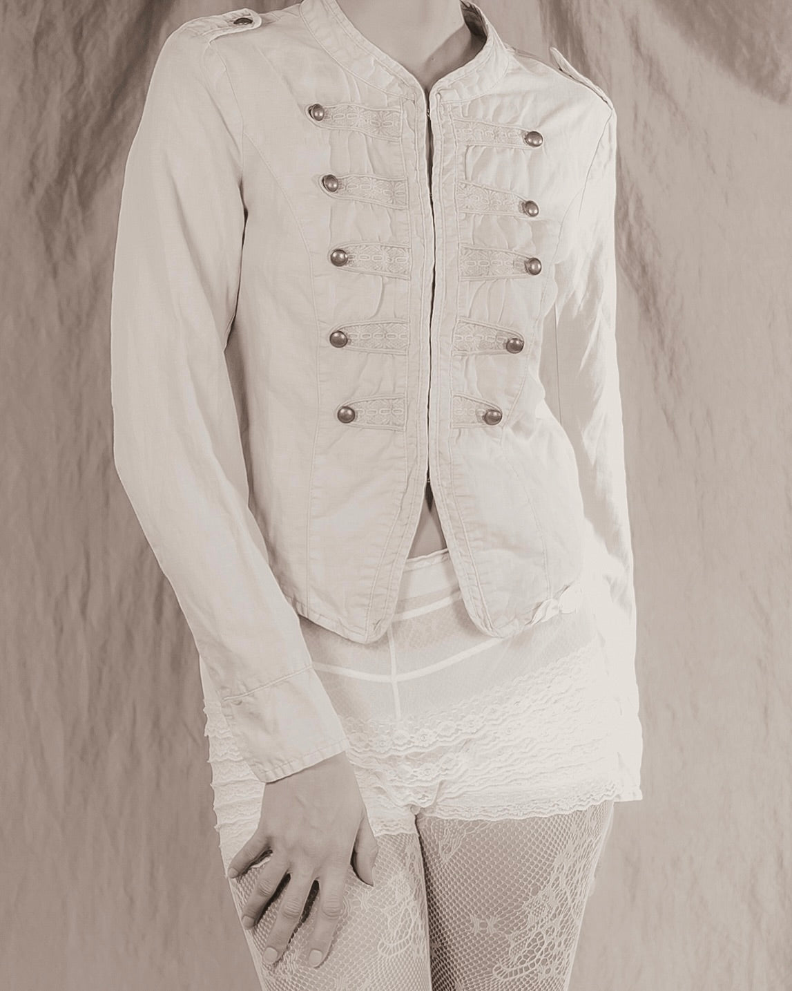 Linen Beige Military/Majorette Jacket (XS-S)