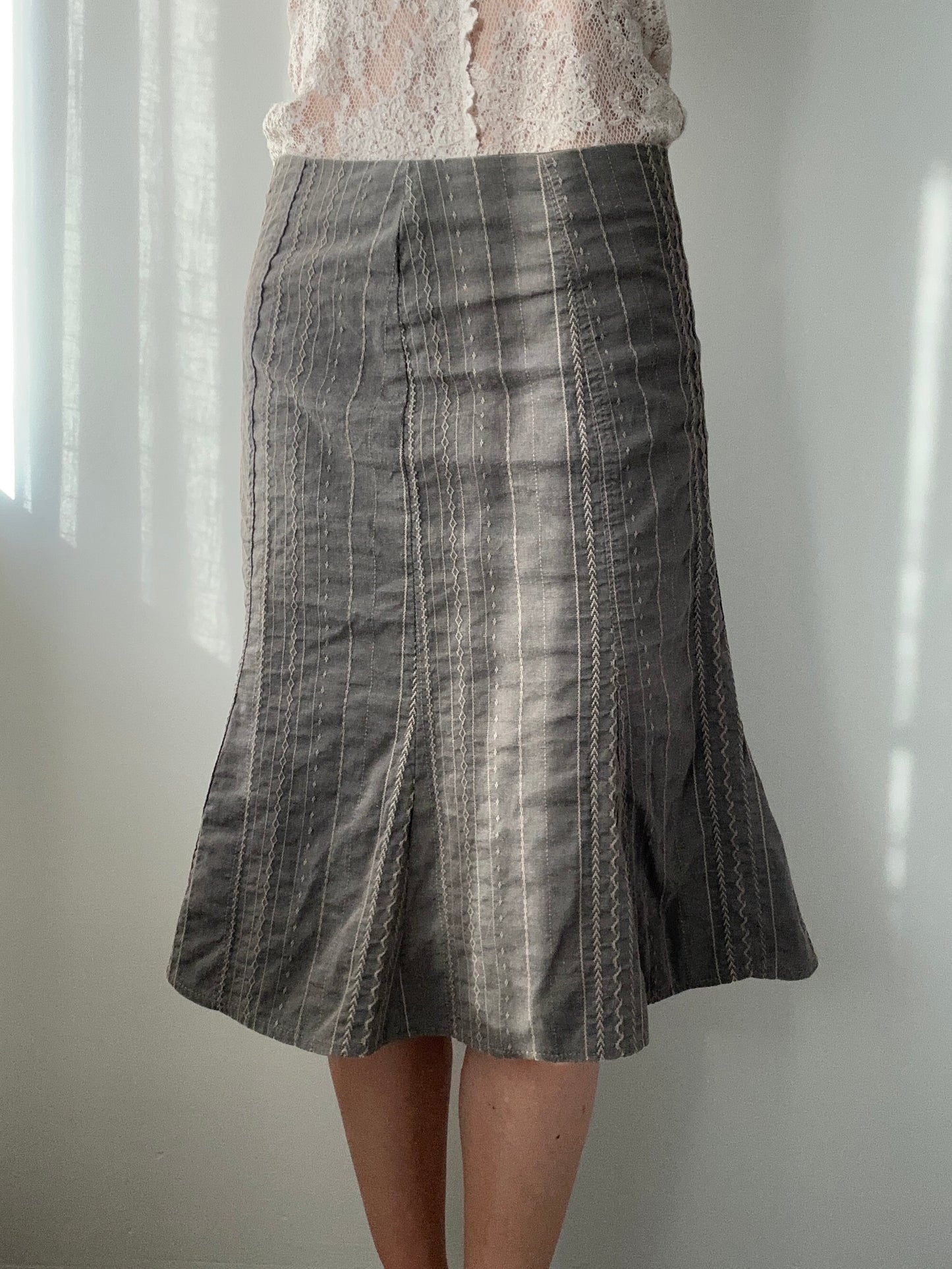 Dark Khaki Knee Length Trumpet Skirt (XS)