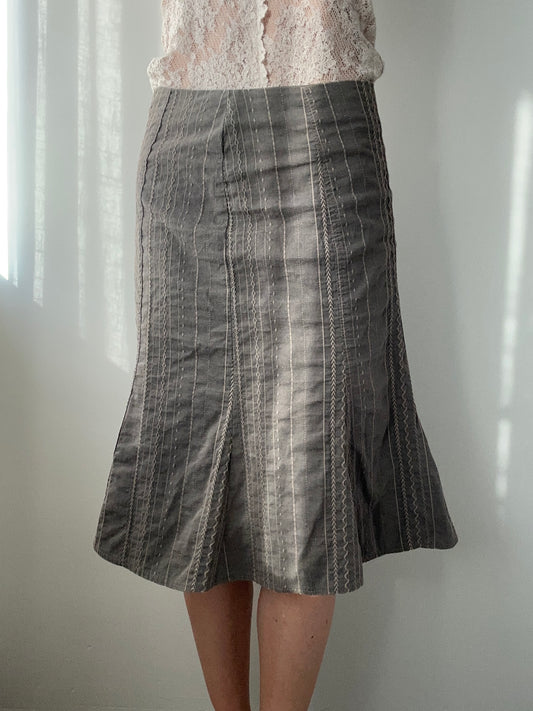 Dark Khaki Knee Length Trumpet Skirt (XS)