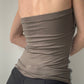 Silver and Khaki Sequin Strapless Top (XS)