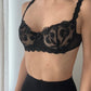 Black Sheer Floral Embroidered Bra (70C/32C)