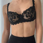 Black Sheer Floral Embroidered Bra (70C/32C)