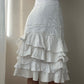Marc Cain Cotton, Linen and Silk Mix Dropped Waist Skirt with Ruffle Layers (XS)