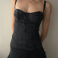 Black Corset Top with Lace up Front and Removable Straps (S-M)