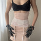 Malizia by La Perla - Light Apricot Pink Garter Belt with Floral Ornamental Print and Lace (XS)