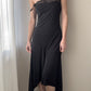 Black Slip Dress with Asymmetric Hemline and Lace (S)