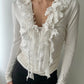 White Victorian Blouse With Ruffles (XS-S)