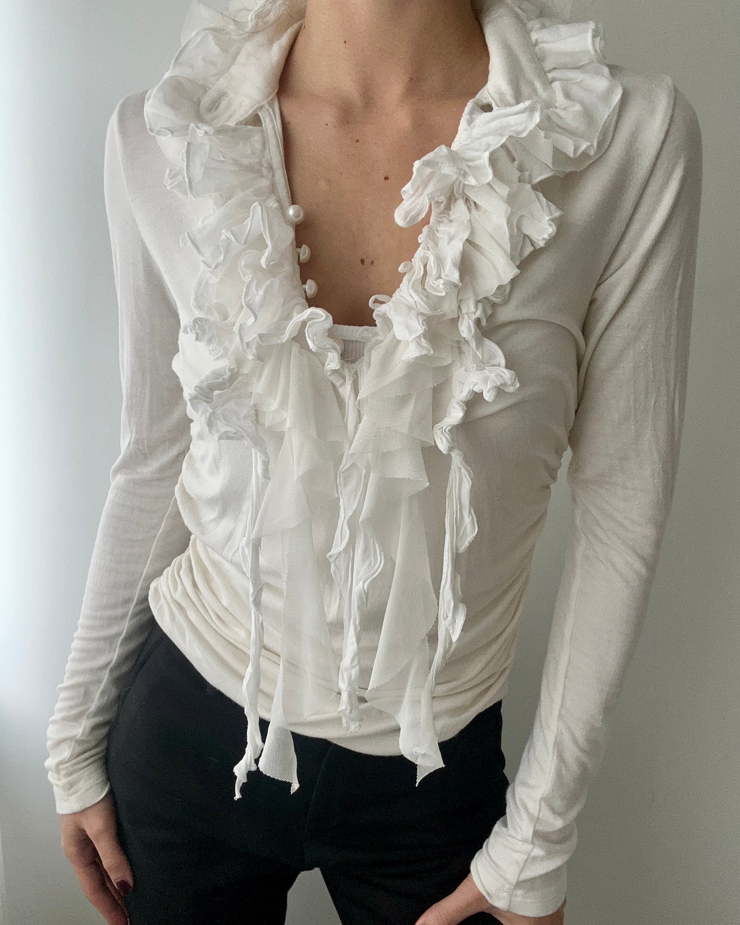 White Victorian Blouse With Ruffles (XS-S)