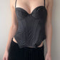 Black Silk-look Corset Top (XS)