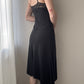 Black Slip Dress with Asymmetric Hemline and Lace (S)