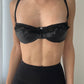 Black Satin Balconette Bra with Fringe details (75C/34C)